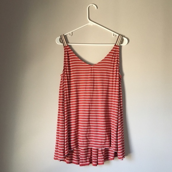 Max Studio Tops - NWT Max Studio Striped Embroidered Straps Tank Top